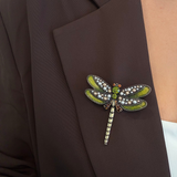 Vintage-Inspired Chartreuse Dragonfly Brooch