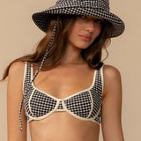 B&W Gingham Romy Binded Bikini Top