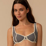 B&W Gingham Romy Binded Bikini Top
