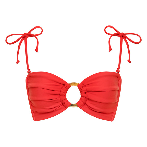 Cherry Tori Ties Bandeau Bikini Top