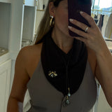 Leather Lariat with Pearl Charms