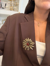 Vintage Burgundy Floral Brooch