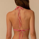 Red Micro Gingham Emma Bikini Top