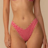 Red Micro Gingham Lulu (zig-Zag Stitch) Bikini Bottom