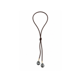 Leather Lariat with Pearl Charms