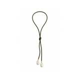 Leather Lariat with Pearl Charms